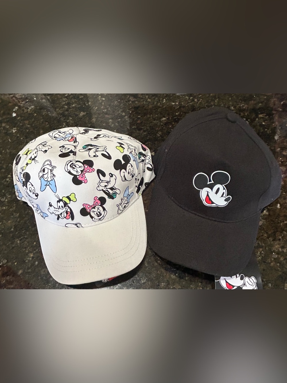 Disney Mickey & Minnie Caps in Black, White and Pastel Accents. His & Hers Hats.